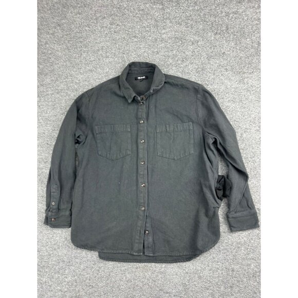 Madewell Shacket Women's Large Black Button Up Shirt Pockets Collared - Picture 1 of 7